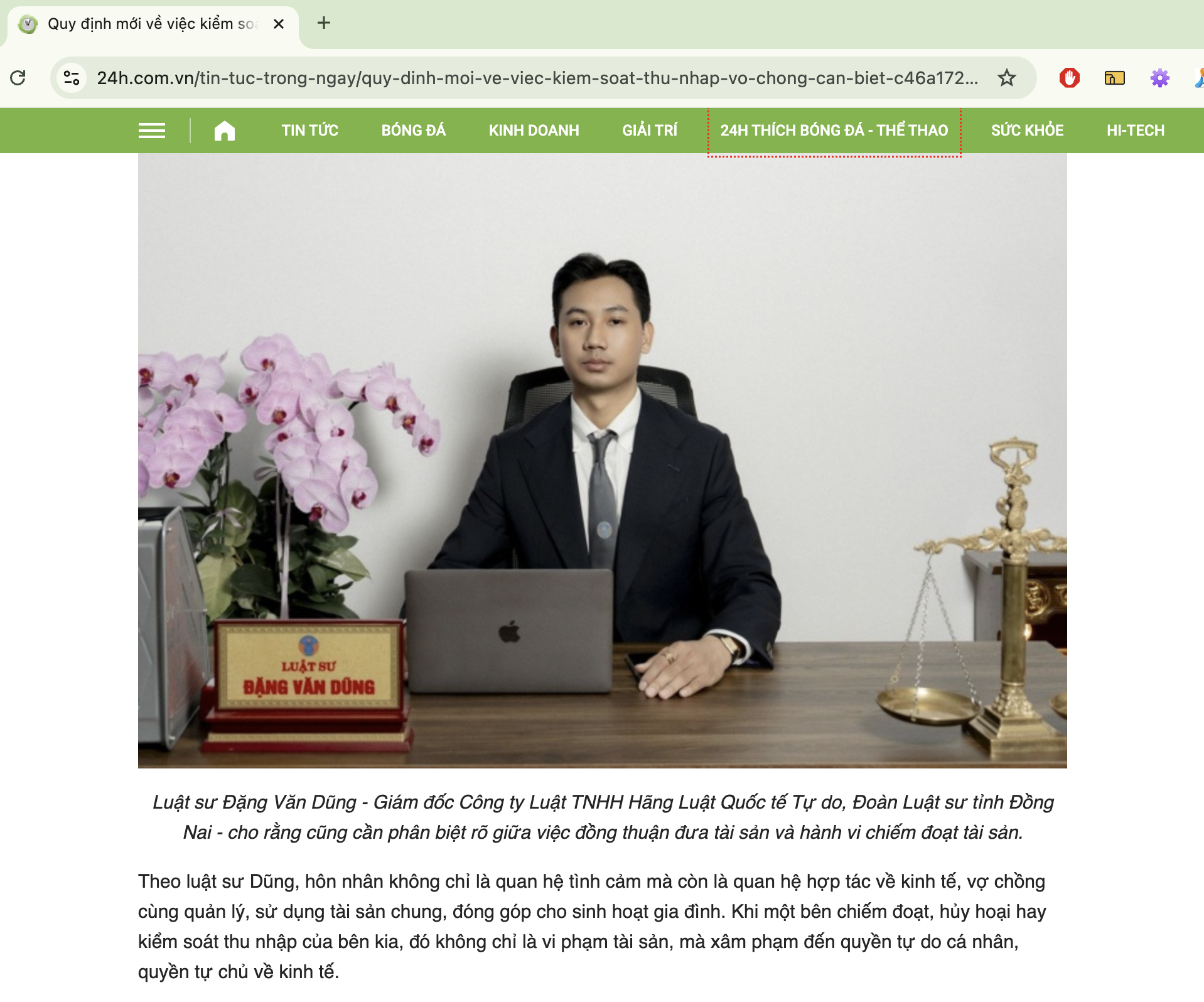 Luật sư Đặng Văn Dũng chỉa sẻ trên báo 24H