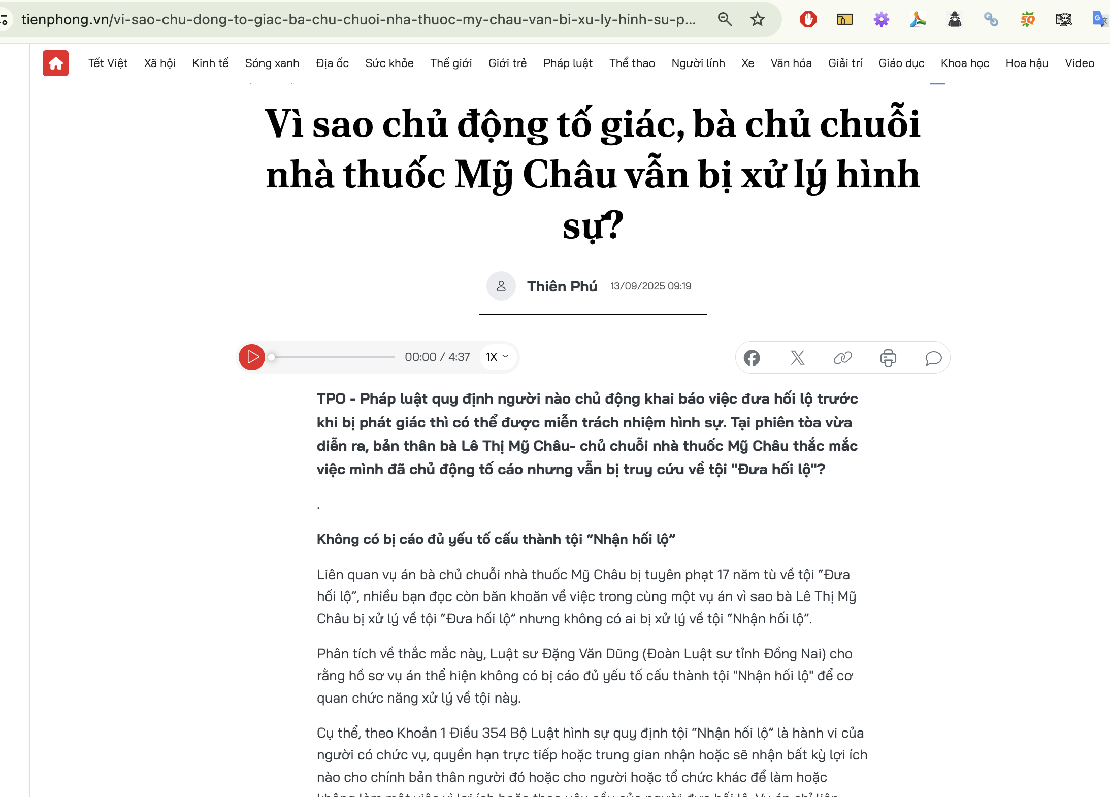 Luật sư Đặng Văn Dũng chỉa sẻ trên Báo Tiền Phong